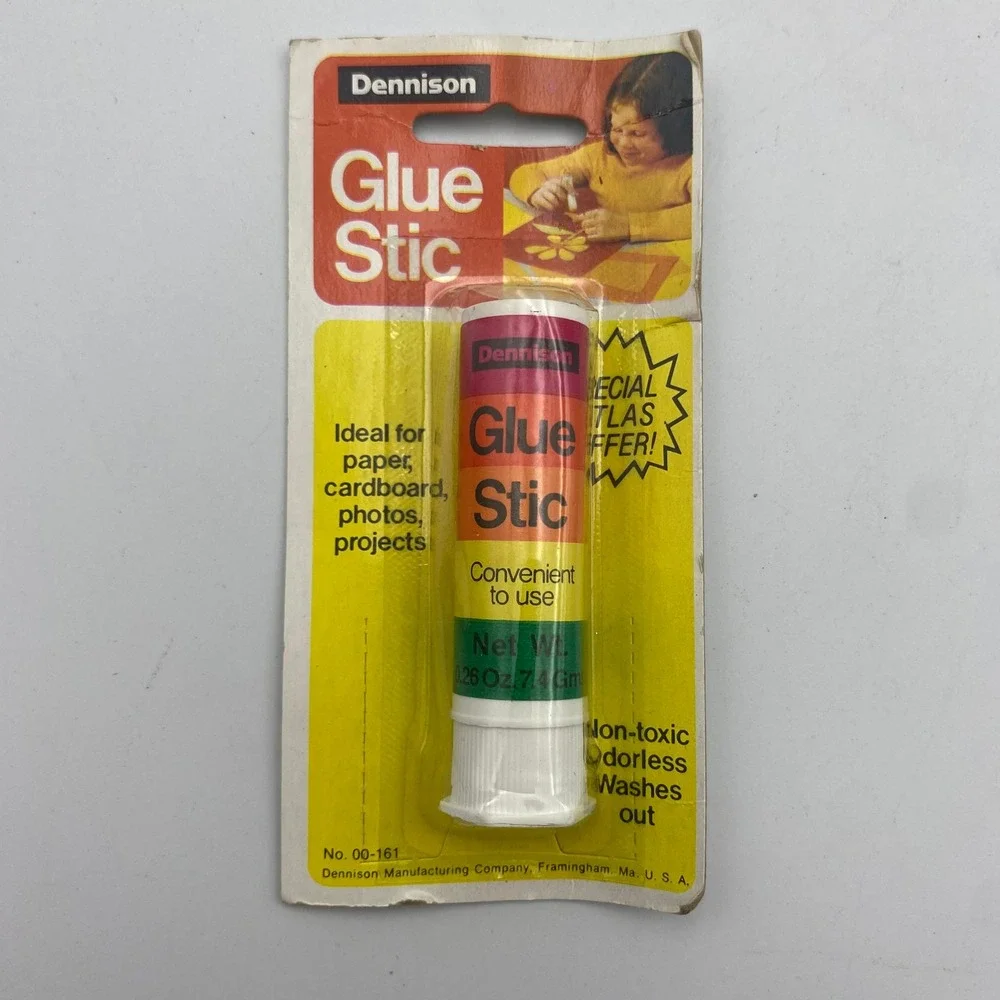 Vintage NOS Dennison Glue Stic 00-161 Sealed 1985 Retro Stationery Office Supply